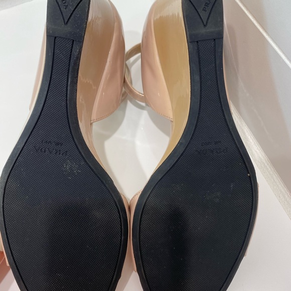 Prada Nude Wedge Patent Leather Sandal 6 AUTHENTIC BRAND NEW - Picture 6 of 6